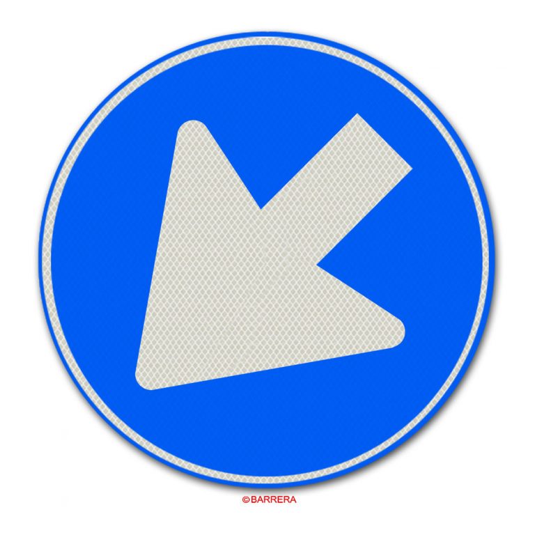 Verkeersbord Verplichte Rijrichting D02, Blauw Bord Met Witte Pijl