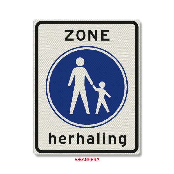 Herhaling voetgangers Zone bord