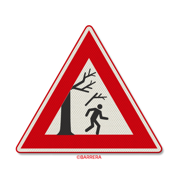 vallende takken verkeersbord